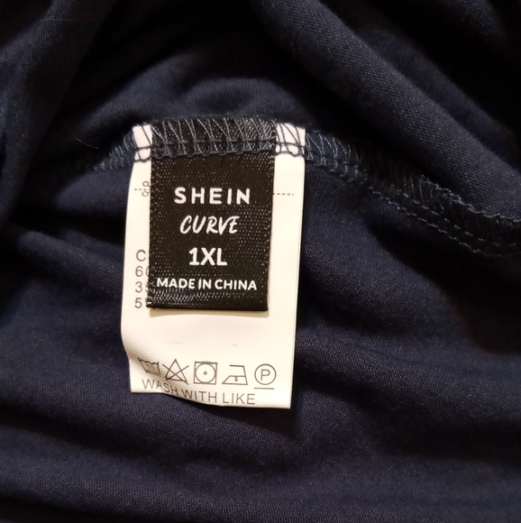 Shein Curve Navy Blue Lace Short Sleeve Top Sz 1XL - Picture 2 of 9